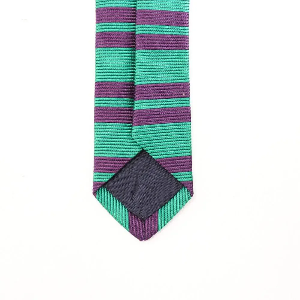 Brooks Brothers Tie Mens 56 in Silk Green Purple Horizontal Double Striped Wide